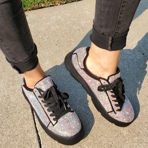 Rhinestone Embellished Platform Sneakers